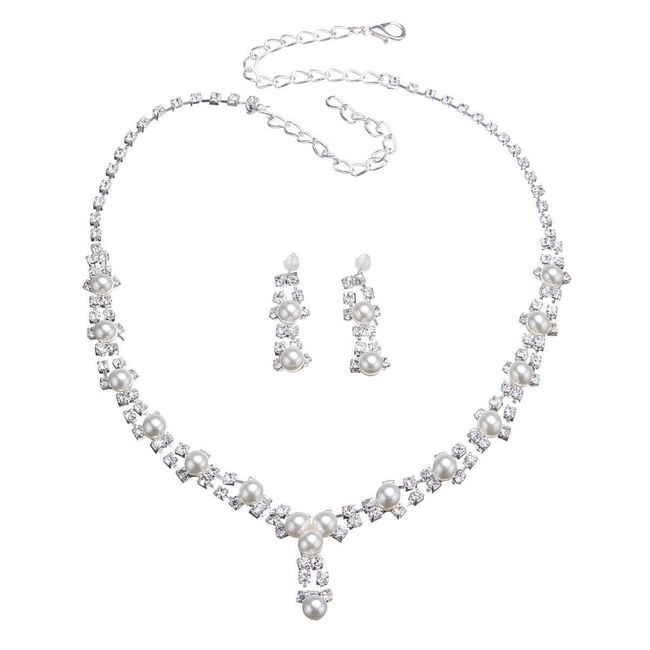 Slavnostní náhrdelník s perličkami + 1 pár náušnic 1