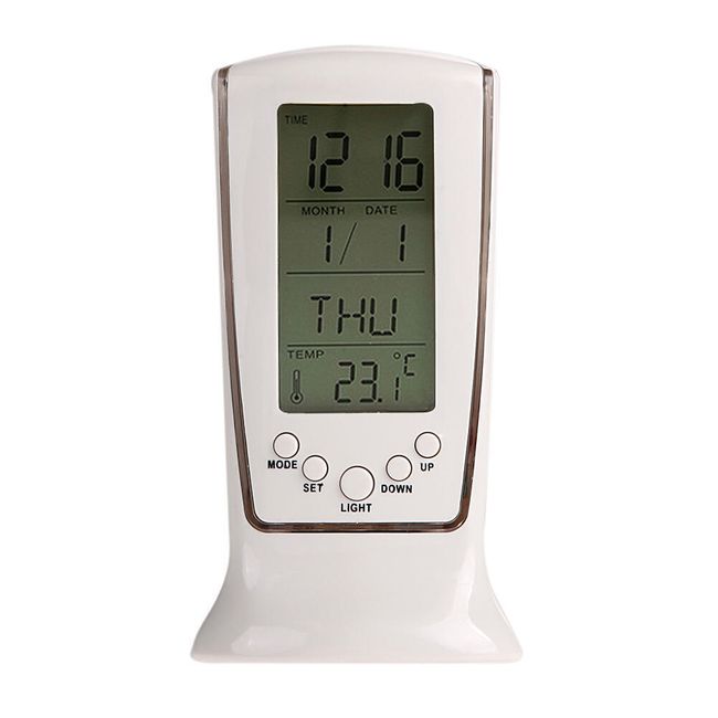 Ceas de masă LED cu alarmă, calendar și termometru 1