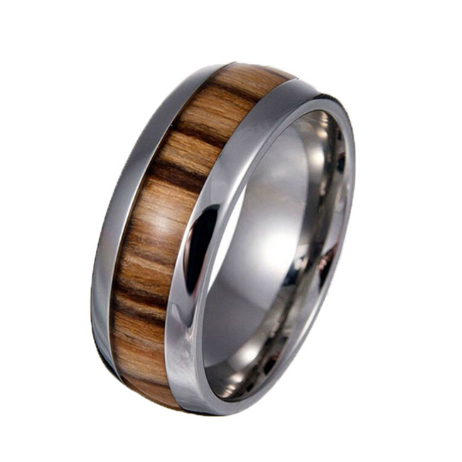 Unisex prsten v dřevěno-kovovém designu 1