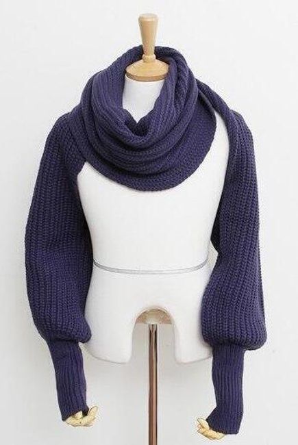 Плетен шал с ръкави - 5 цвята 1