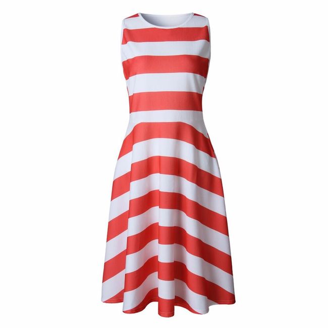 Pruhované šaty s voľnou sukňou - 2 farby 1