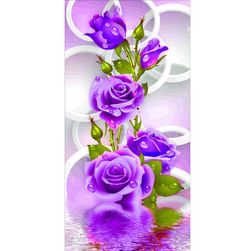 DIY kép kövekből- lila rózsák