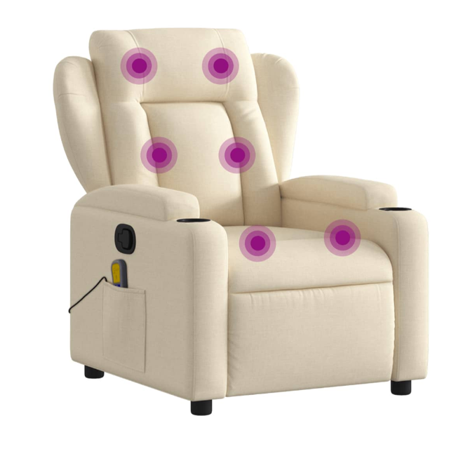 Kremowy fotel rozkładany do masażu ZO_372424-A 1
