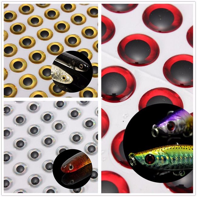 Nalepovacie 3D rybie oči 100 ks - 3 farby 1