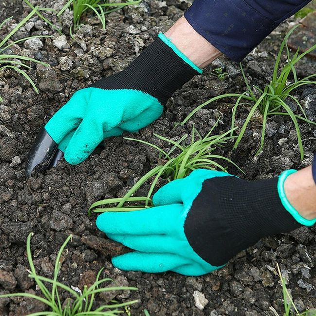 Rękawice ogrodnicze z plastikowymi końcówkami na palce 1