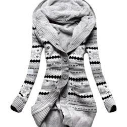 Sweter damski z ciepłym futerkiem - wzorzysty, Rozmiary XS - XXL: ZO_256456-S