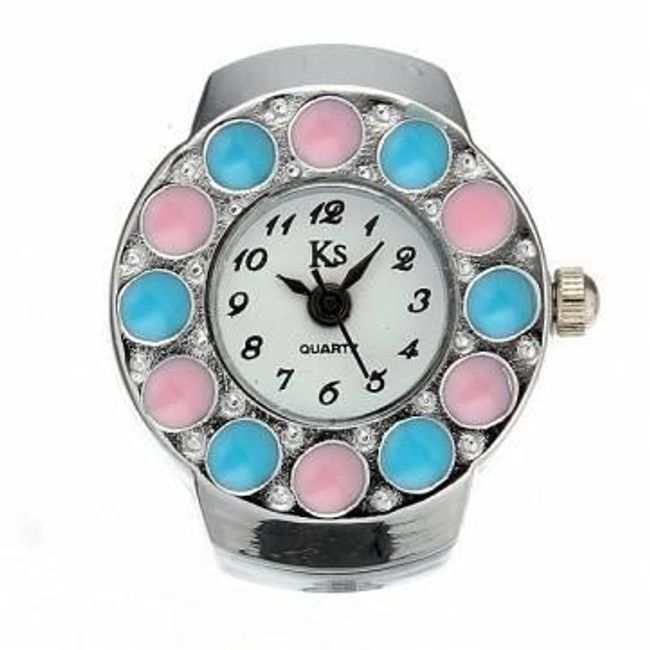 Prstýnkové hodinky s jemnými barvami 1