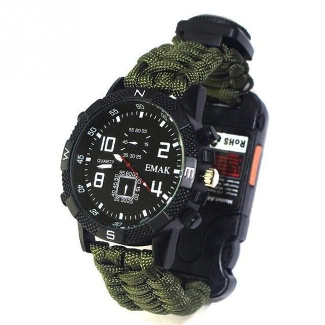 Tactical paracord watch with compass Rocky 1