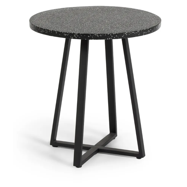 Crni vrtni stol s Tella kamenom pločom, ø 70 cm ZO_266180 1