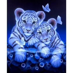 5D slika s rhinestones - Tigrovi s leptirima