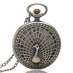 Ретро джобен часовник в дизайн на паун
