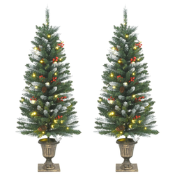 Umělé vánoční stromky 2 ks 100 LED diod zelené a bílé 120 cm ZO_357771-A