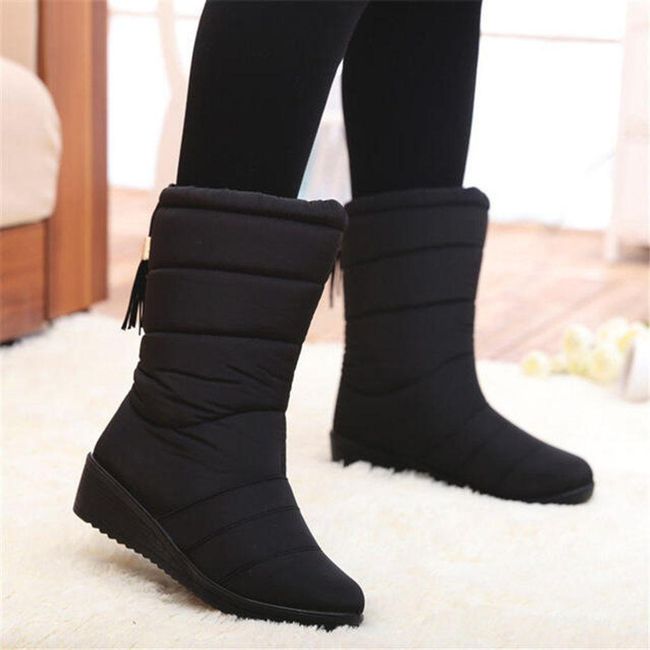 Дамски ботуши с пискюли - 2 цвята Черно - 7, Размери на обувките: ZO_236628-40 1