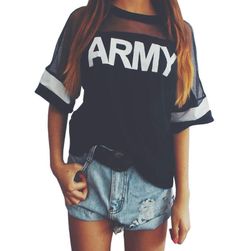 Kratka ženska majica s potiskom ARMY