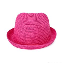 Dětský jednobarevný slaměný klobouk - 14 barev