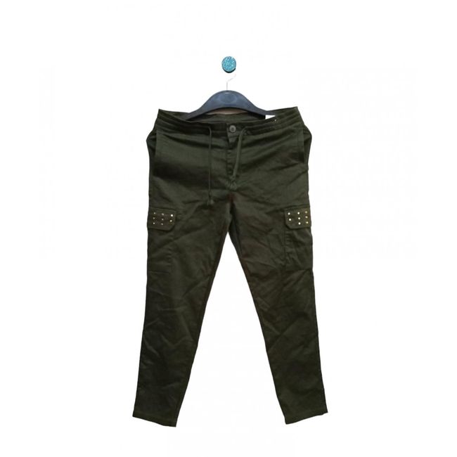 Dámske khaki nohavice s ozdobnými cvočkami Goldenpoint, veľkosti XS - XXL: ZO_261252-S 1