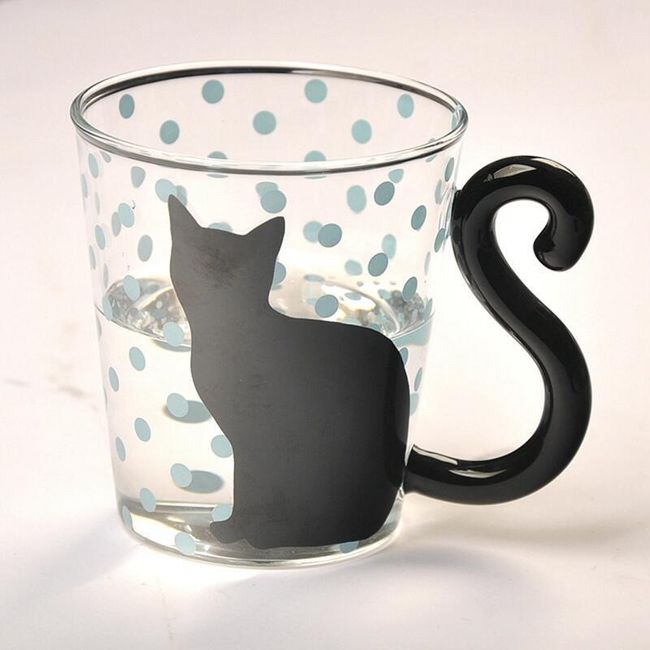 Стъклена чаша с котка 1