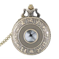 Zegarek kieszonkowy vintage ze znakami zodiaku