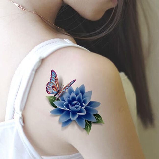 Временна татуировка - цветя и пеперуда 1