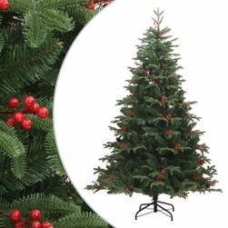 Umělý sklápěcí vánoční stromek s šiškami a bobulemi 240 cm ZO_358378-A