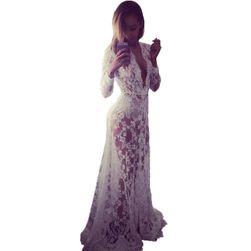 Rochie lungă și transparentă cu dantelă - 11 culori