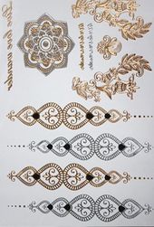 Set privremenih tetovaža u sjajnoj zlatnoj i srebrnoj boji
