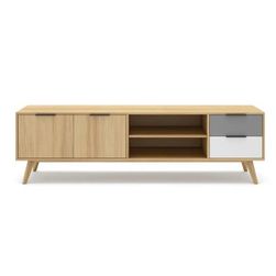 TV stolík z borovicového dreva v prírodnej farbe 180x53 cm Elfa - ZO_281863