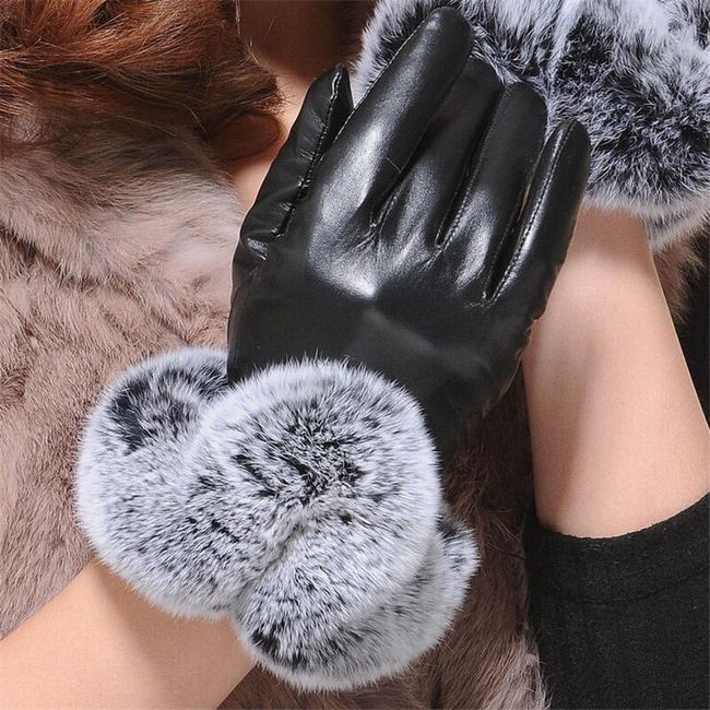 Koženkové rukavice na zimu - 3 barvy 1