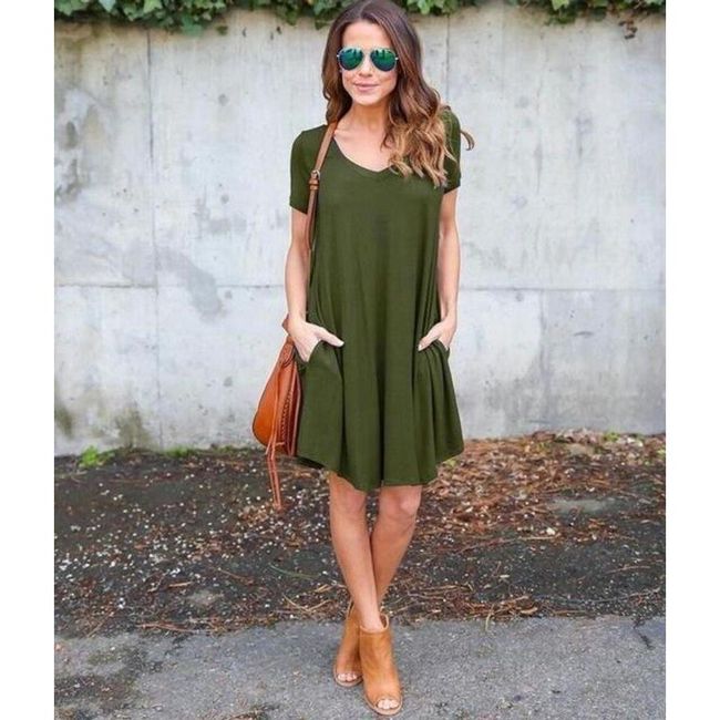 Ženska ležerna haljina kratkih rukava - zelena boja - veličina #5 ZO_ST00332 1