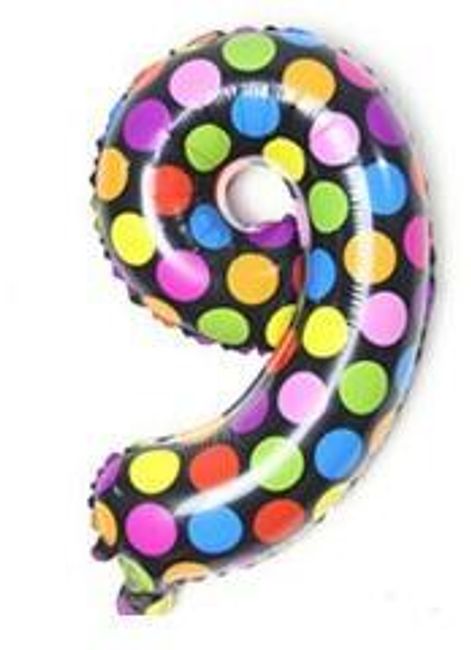Dmuchany balonik w kształcie cyfry - w kolorowe kropki 1
