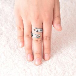 Dámský prsten s motivem tlapek a srdíček - 2 barvy