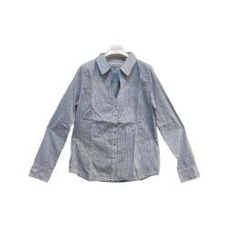 Damska koszula w paski z długim rękawem - biało-niebieska, Rozmiary XS - XXL: ZO_175803-XL
