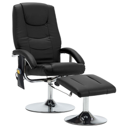 Masažna fotelja na razvlačenje s crnim tabureom za noge od umjetne kože ZO_322547-A