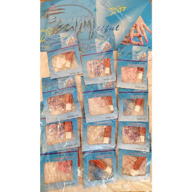 Set unghii artificiale cu flori colorate cu lipici 12 pachete ZO_SAPA104 1