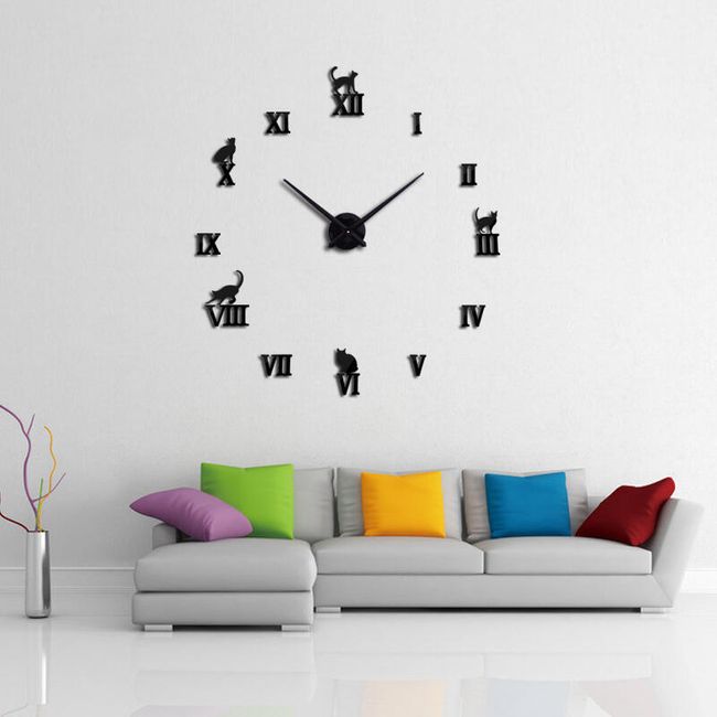 Nástěnné hodiny s kočkami a římskými čísly - 11 barev 1