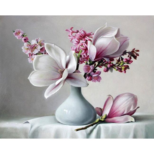 Malowanie po numerach - Magnolia w wazonie 1