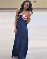 Dlhé letné šaty s americkou vlajkou