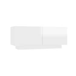 Fehér TV asztal magasfényű 100 x 35 x 40 cm-es forgácslapokkal ZO_804442-A