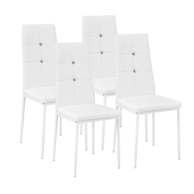 4 jedilni stoli, okrasni kristali beli ZO_402547 1