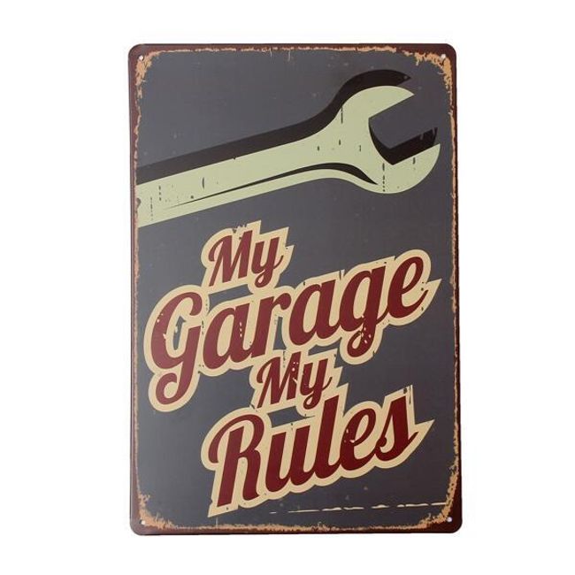 Metalni retro znak - My Garage My Rules 1