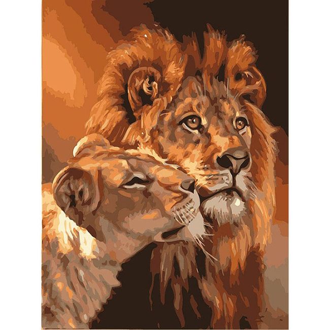 Obraz sa zamilovanými levmi - DIY 1