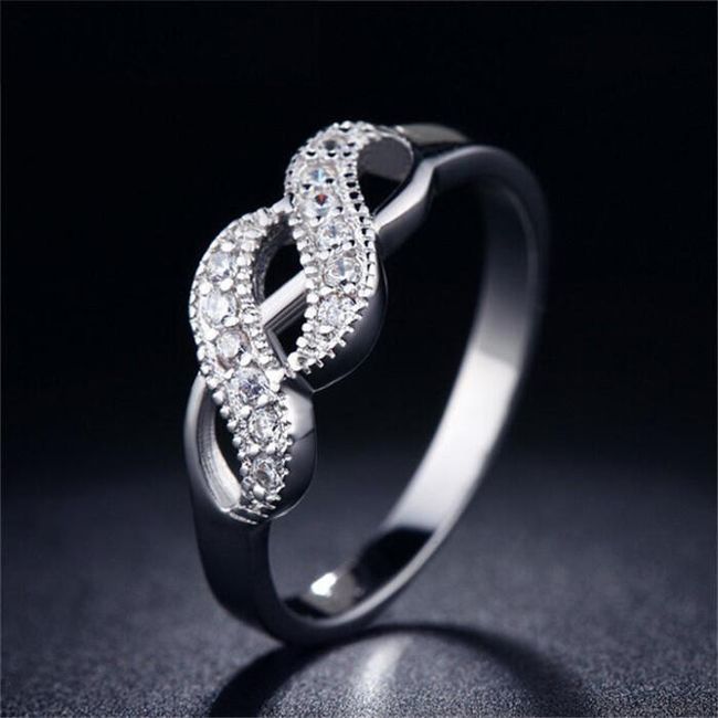 Dámský prsten s kamínky - stříbrná barva 1