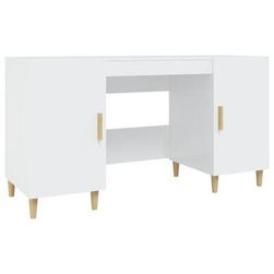 Psací stůl bílý s vysokým leskem 140x50x75 cm kompozitní dřevo ZO_812768-A-B