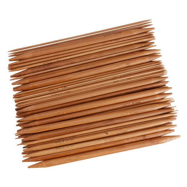 Двустранни игли за плетене от бамбук - комплект от 75 игли с 15 размера 1
