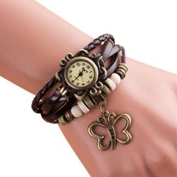 Wielowarstwowy zegarek w stylu vintage z motylkiem