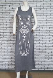 Плажна макси рокля с мотив на котка