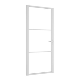 Drzwi wewnętrzne 93 x 201,5 cm białe szkło ESG i aluminium ZO_350570-A