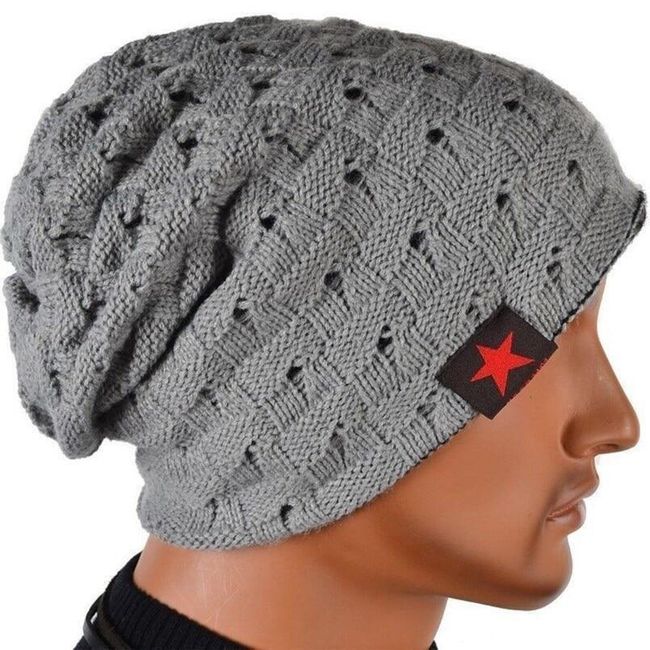Мъжка плетена шапка за зима 1