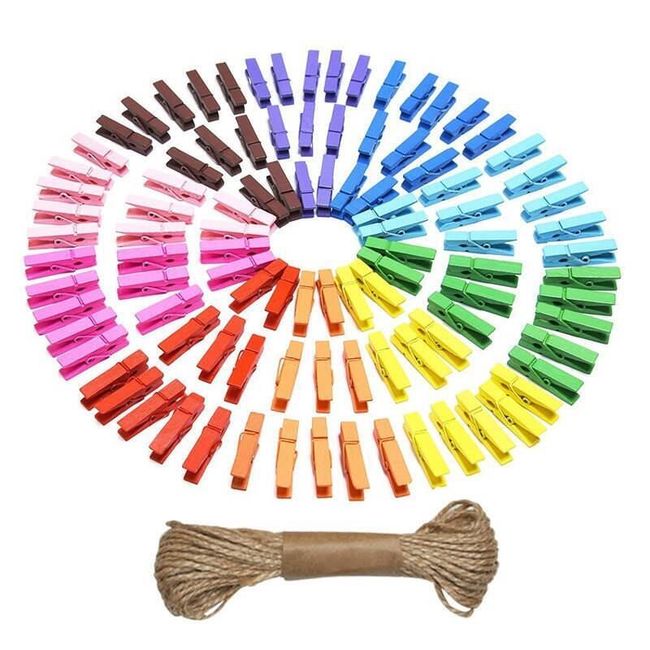 Dekorativní mini kolíčky v duhových barvách - 100 kusů 1