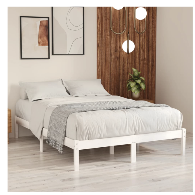 Rám postele bílý masivní borovice 140x200 cm bílá ZO_835755-A 1